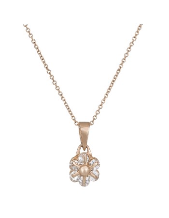 Γυναικείο κολιέ λουλούδι ροζ gold Κ14 D022357 D022357