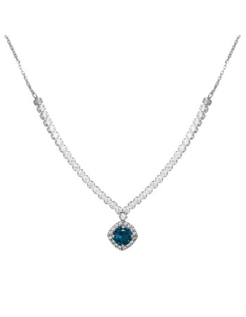Γυναικείο λευκόχρυσο κολιέ 9Κ ροζέτα London Blue D035195 D035195
