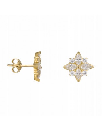 Σκουλαρίκια χρυσά 14Κ Sparkle Flowers D036865 D036865