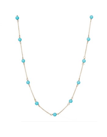 Γυναικείο κολιέ χρυσό 9Κ ροζάριο με Turquoise Paste D039392 D039392