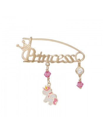 Παραμάνα χρυσή παιδική 14Κ princess unicorn με ζιργκόν D041274 D041274
