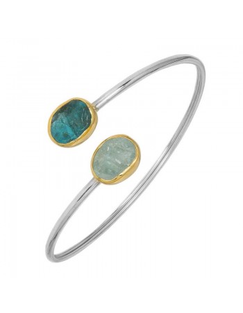 Γυναικεία χειροπέδα σε διχρωμία 925 Aqua Marine and Apatite D041990 D041990