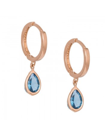 Γυναικεία ροζ gold σκουλαρίκια 14Κ aqua ζιργκόν D043469 D043469