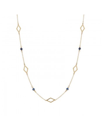 Κολιέ χρυσό 14Κ με ρόμβους και πέτρες Lapis D046307 D046307