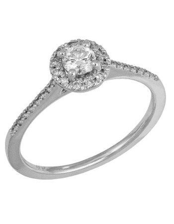 Γυναικείο δαχτυλίδι ροζέτα από λευκόχρυσο 18Κ με διαμάντια D055154 D055154