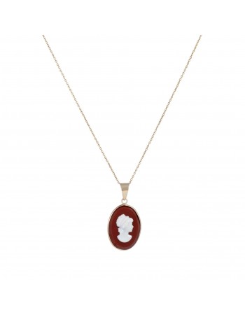 Γυναικείο χρυσό κολιέ 9Κ με Οβάλ Cameo D051957 D051957