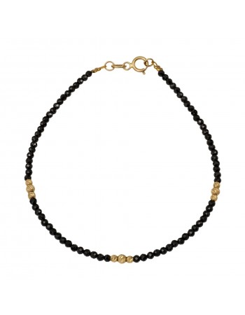 Γυναικείο βραχιόλι με Black spinel από χρυσό 14Κ με μπίλιες D054912 D054912