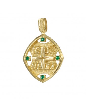 Κωνσταντινάτο χρυσό 9Κ με πράσινες πέτρες D055193 D055193