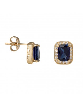 Γυναικεία σκουλαρίκια ροζέτες ορθογώνιες από χρυσό 14Κ D055258 D055258