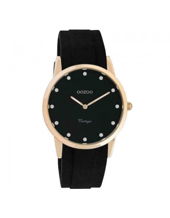 Γυναικείο ρολόι OOZOO Crystals Black Rubber Strap C20179 C20179