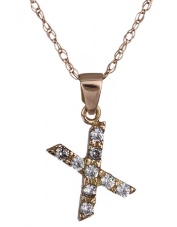 Ροζ gold μονόγραμμα Χ με καδένα 14Κ D017841 D017841