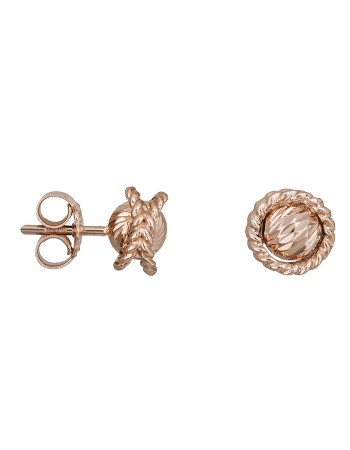 Σκουλαρίκια ροζ gold 14Κ ανάγλυφες μπίλιες D027702 D027702