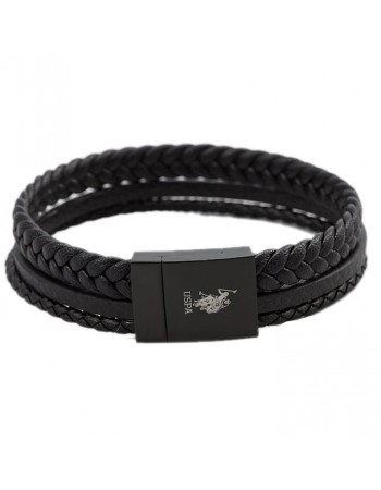 Βραχιόλι US POLO με μαύρο τριπλό δέρμα USPJ925BR USPJ925BR