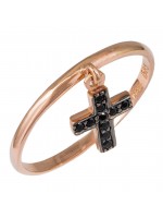 Δαχτυλίδι ροζ gold με κρεμαστό σταυρό Κ14 D016674 D016674