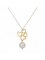 Επίχρυσο 925 γυναικείο κολιέ Hearts with Pearl D035096 D035096