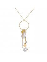 Γυναικείο επίχρυσο κολιέ 925 Baroque Pearls and Lava D035233 D035233