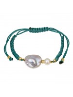 Γυναικείο επίχρυσο 925 βραχιόλι μακραμέ Baroque Pearl D035379 D035379