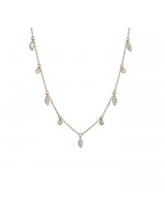 Κολιέ χρυσό Choker 14Κ με κρεμαστά λευκά ζιργκόν D036386 D036386