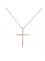 Γυναικείος ροζ gold 18Κ σταυρός με διαμάντια D036806 D036806