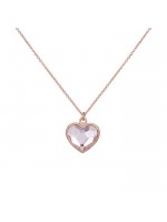 Ροζ επίχρυσο γυναικείο κολιέ 925 Pink Swarovski Heart D038100 D038100