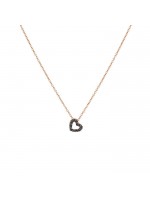 Κολιέ ροζ gold 18Κ καρδιά με μαύρα διαμάντια D040152 D040152