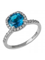 Δαχτυλίδι λευκόχρυσο 18Κ ροζέτα με blue topaz D045330 D045330