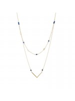 Κολιέ χρυσό14Κ διπλό με πέτρες Lapis και V D046287 D046287