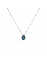 Γυναικείο λευκόχρυσο κολιέ 9Κ ροζέτα London blue D046581 D046581