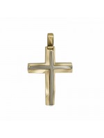 Ανδρικός δίχρωμος σταυρός 14K λουστρέ ματ D047716 D047716