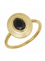 Επίχρυσο γυναικείο δαχτυλίδι 925 Honor Black Stone 60102041440C-7 60102041440C-7