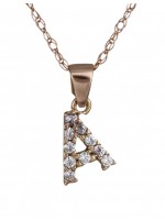 Ροζ gold μονόγραμμα Α με καδένα Κ14 D017806 D017806