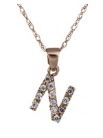 Ροζ gold μονόγραμμα Ν με καδένα Κ14 D017814 D017814
