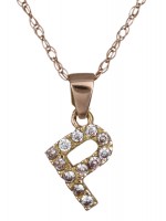 Ροζ gold μονόγραμμα Ρ με καδένα Κ14 D017817 D017817