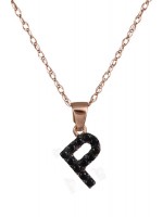 Ροζ gold μονόγραμμα Ρ με καδένα D017965 D017965