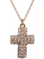 Γυναικείο ροζ gold κολιέ K14 με σταυρό πετράτο D022196 D022196