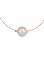 Κολιέ ροζ gold σύρμα με μαργαριτάρι Κ14 D023784 D023784