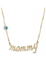 Γυναικείο κολιέ χρυσό mommy 14 Καρατίων με ματάκι D023853 D023853