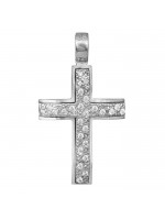 Γυναικείος λευκόχρυσος σταυρός 14Κ κυματιστός D031730 D031730