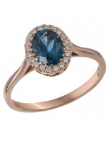 Ροζ gold δαχτυλίδι 18K ροζέτα με μπριγιάν και topaz D032252 D032252