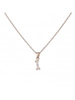 Κολιέ ροζ gold 14Κ μονόγραμμα Ι με ζιργκόν D032337 D032337