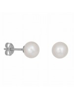Σκουλαρίκια Λευκόχρυσα με Πέρλες 14K D032412 D032412