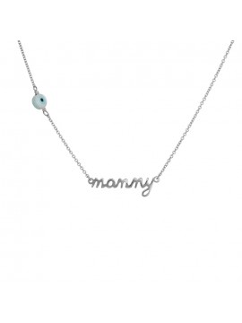 Κολιέ mommy με ματάκι λευκόχρυσο 14 Καρατίων D023855 D023855