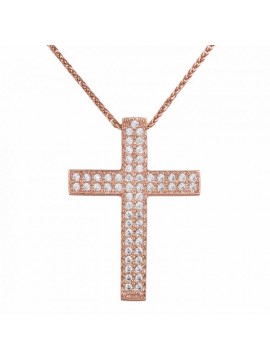 Γυναικείος σταυρός 14Κ σε ροζ gold με αλυσίδα D034063C D034063C