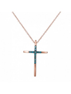 Ροζ gold σταυρός 18Κ με διαμάντια blue ocean D034254C D034254C