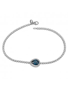 Λευκόχρυση γυναικεία ριβιέρα 14Κ ροζέτα London Blue D035153 D035153