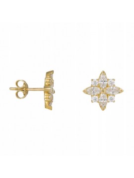 Σκουλαρίκια χρυσά 14Κ Sparkle Flowers D036865 D036865