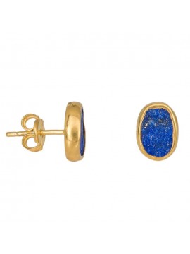 Επίχρυσα καρφωτά σκουλαρίκια 925 με lapis lazuli D037096 D037096