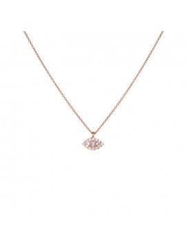 Κολιέ ροζ gold14Κ με ολόπετρο ματάκι D038705 D038705