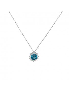 Γυναικείο κολιέ λευκόχρυσο 9Κ με ροζέτα London Blue D038892 D038892