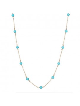 Γυναικείο κολιέ χρυσό 9Κ ροζάριο με Turquoise Paste D039392 D039392